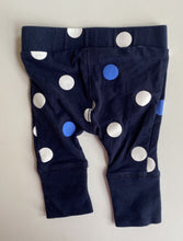 Load image into Gallery viewer, Milky baby size 0-3 months navy blue white spotted leggings pants, VGUC
