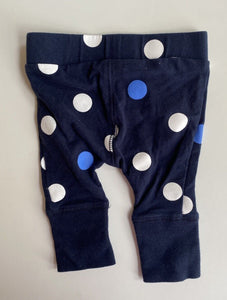 Milky baby size 0-3 months navy blue white spotted leggings pants, VGUC