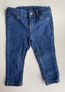 Target baby size 12-18 months blue denim adjustable waist jeans pants, VGUC