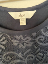 Load image into Gallery viewer, Ripe Women&#39;s size XS navy blue lace long sleeve fitted dress, EUC
