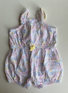 Target baby girl size 0-3 months pink blue floral romper one-piece, VGUC