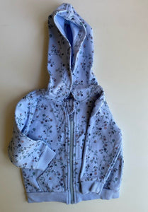 Target baby girl size 6-12 months blue floral hooded jumper, VGUC