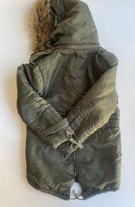 Witchery Kids size 5 olive green fluffy hooded jacket coat warm, VGUC