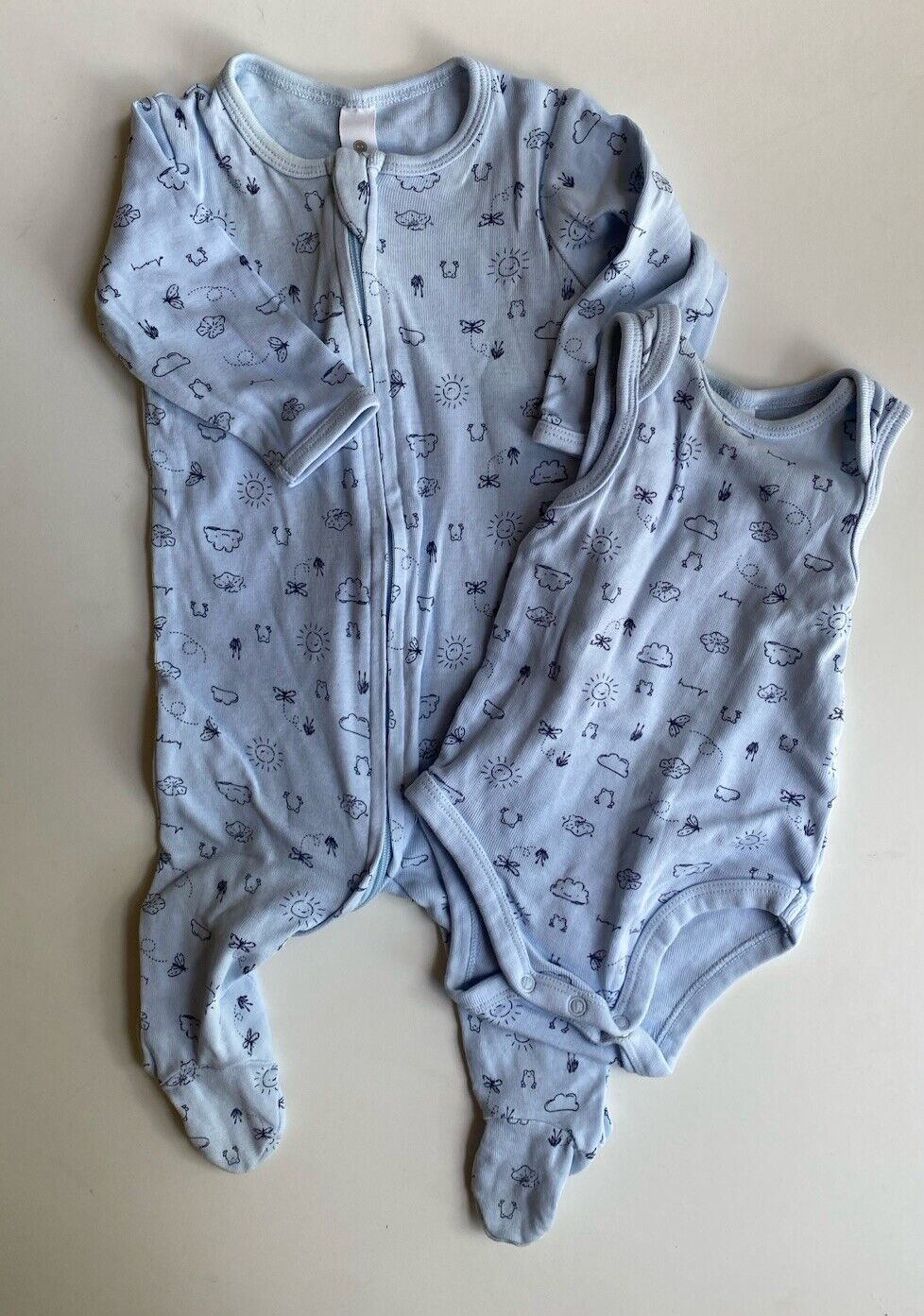 Dymples baby size 0-3 months blue one-piece bodysuit bundle nature, VGUC