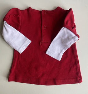 Ollie's Place baby girl size 0-3 months red long sleeve t-shirt ladybug, VGUC