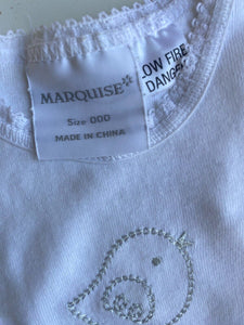 Marquise baby size 0-3 months white tank bodysuit top bird, VGUC