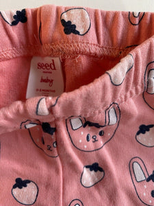 Seed baby girl size 0-3 months pink strawberry bunny leggings pants, VGUC