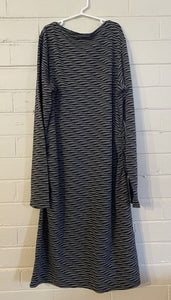 Ripe Women's Maternity size XL black grey textured stripe pregnancy dress, VGUC