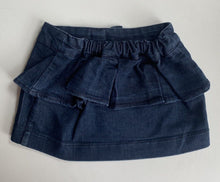 Load image into Gallery viewer, Target baby girl size 12-18 months dark blue denim pleated skirt, VGUC
