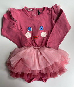 Rock Your Baby baby girl size 18-24 months pink tutu dress face, GUC