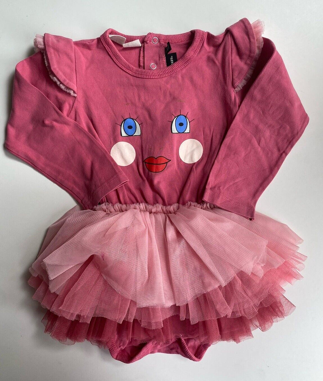 Rock Your Baby baby girl size 18-24 months pink tutu dress face, GUC