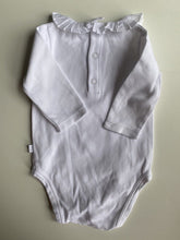 Load image into Gallery viewer, Jacadi baby girl size approx. 0-3 months white bodysuit frill collar, VGUC
