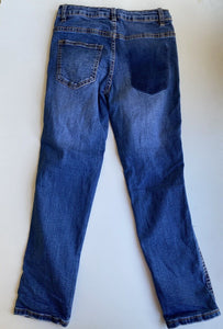 Cotton On kids size 9 blue denim distressed jeans pants adjustable waist, VGUC