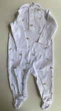 Load image into Gallery viewer, Little White Company baby size 6-9 months white collared one-piece lion, VGUC
