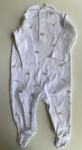 Little White Company baby size 6-9 months white collared one-piece lion, VGUC