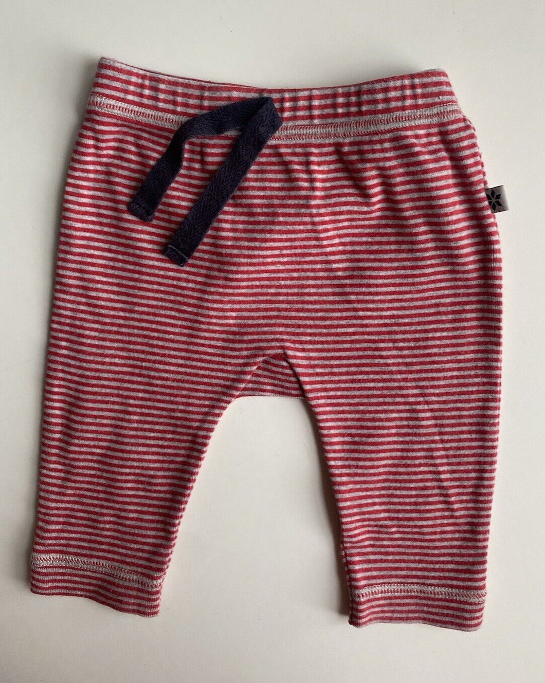 Marquise baby size 0-3 months grey red stripe drawstring leggings pants, VGUC