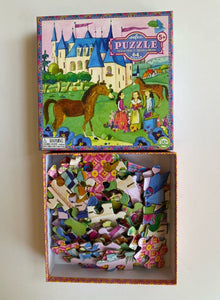 eeBoo kids jigsaw puzzle 64 pieces 5+ years castle horses, VGUC