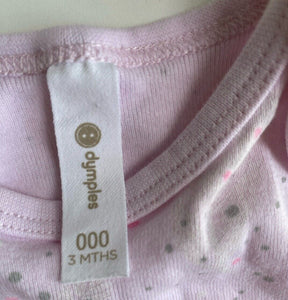 Dymples baby girl size 0-3 months pink grey bodysuits beanie bundle, VGUC