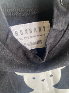 Huxbaby baby size 0-3 months black short sleeve t-shirt white bear, VGUC