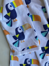 Load image into Gallery viewer, Sprout baby size 0-3 months white toucans one-piece, GUC
