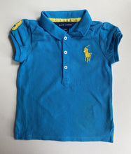 Load image into Gallery viewer, Ralph Lauren baby girl size 18-24 months blue yellow polo shirt, GUC
