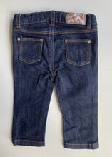 Load image into Gallery viewer, Petit Bateau baby sizde 3-6 months dark blue denim pull on jeans pants, EUC
