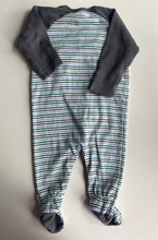 Load image into Gallery viewer, Bebe by Minihaha baby size 3-6 months grey green stripe horse one-piece, VGUC
