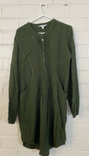 Load image into Gallery viewer, Ripe women&#39;s size XS maternity olive green button up shirt dress, VGUC
