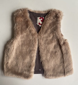 Cotton On Kids girls toddler size 3 light brown fluffy vest, VGUC