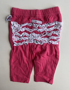 Milk & Sugar baby girl size 0-3 months pink ruffle leggings pants, VGUC