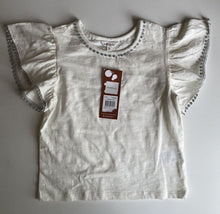 Load image into Gallery viewer, Milkshake kids girls size 5 white silver trim frill short sleeve top, BNWT
