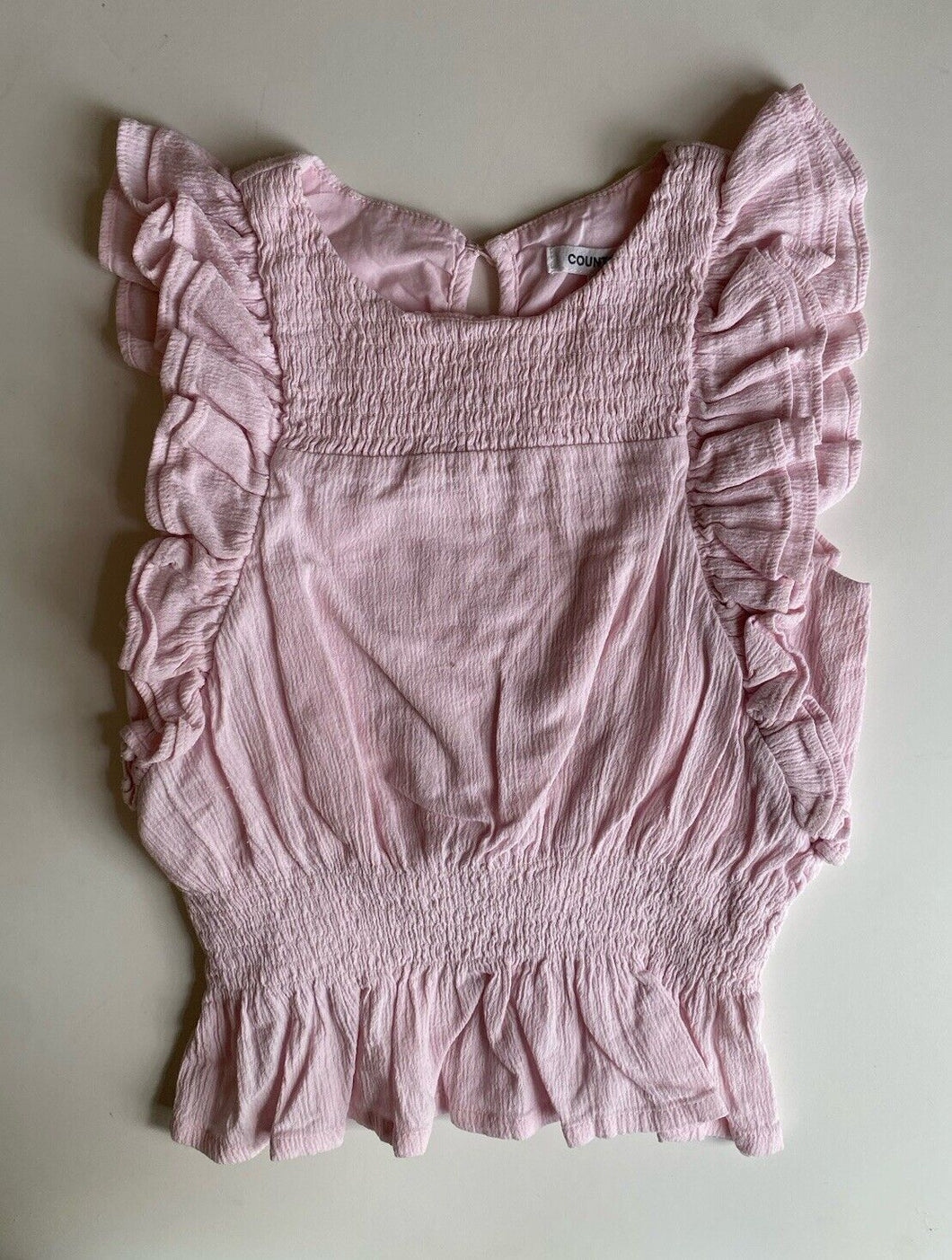 Country Road kids girls size 5 pale pink smocked top, GUC