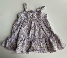 Load image into Gallery viewer, Bebe by Minihaha baby girl size 6-9 months purple pink floral summer dress, VGUC
