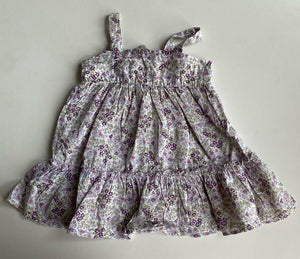 Bebe by Minihaha baby girl size 6-9 months purple pink floral summer dress, VGUC