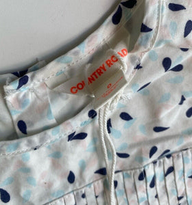 Country Road baby girl size 6-12 months white blue patterned dress, BNWT