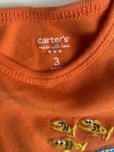 Load image into Gallery viewer, Carter&#39;s baby size 0-3 months orange t-shirt bodysuit shark fish, VGUC
