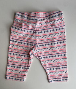 Marie Claire baby girl size 0-3 months pink grey patterned hearts leggings, EUC