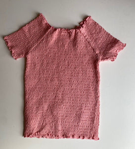 Seed kids girls size 7 pink smocked fitted short sleeve top, VGUC