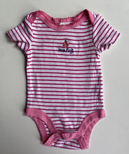 Load image into Gallery viewer, Babies R Us baby girl size 0-3 months pink white stripe bodysuit ladybug, VGUC
