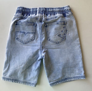 Bauhaus kids boys size 12 faded blue denim elastic waist shorts, VGUC