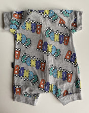 Load image into Gallery viewer, Bonds baby size 0-3 months zippy wondersuit romper grey multicolour logo, GUC
