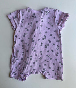 Seed baby girl size newborn purple floral romper one-piece, VGUC