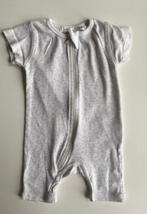 Purebaby baby size 0-3 months romper one-piece grey blue dandelions, VGUC