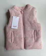 Load image into Gallery viewer, Seed baby girl size 6-12 months pink knit spotted zip up vest, BNWT
