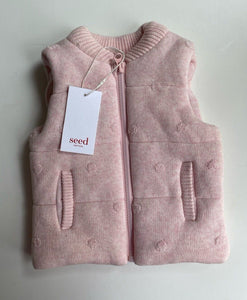 Seed baby girl size 6-12 months pink knit spotted zip up vest, BNWT