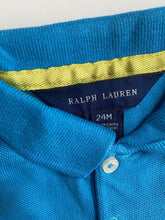 Load image into Gallery viewer, Ralph Lauren baby girl size 18-24 months blue yellow polo shirt, GUC
