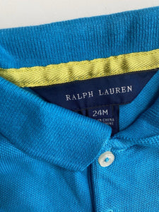 Ralph Lauren baby girl size 18-24 months blue yellow polo shirt, GUC