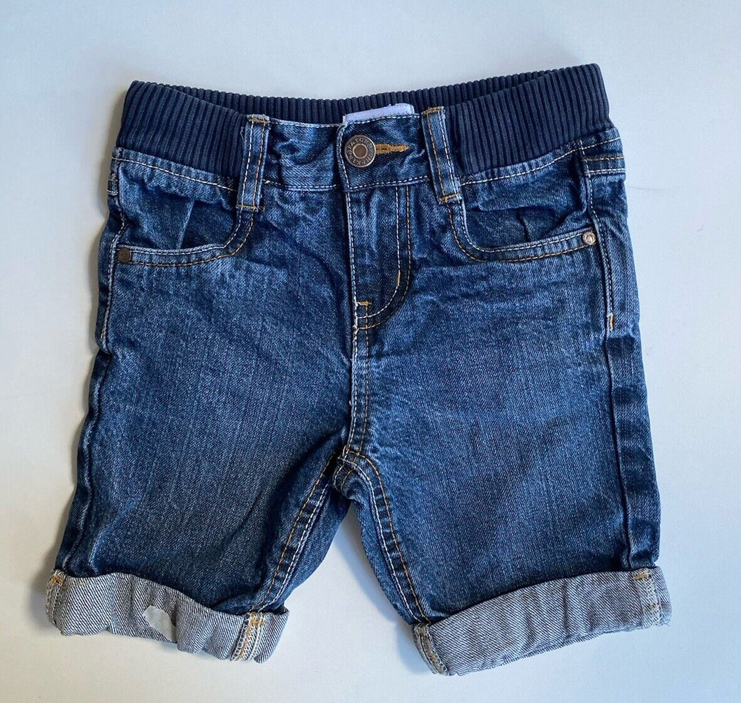 Pumpkin Patch kids boys size 4 blue denim pull on adjustable waist shorts, GUC