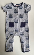 Load image into Gallery viewer, Jack &amp; Milly baby size 6-12 months grey blue zebras one-piece, GUC
