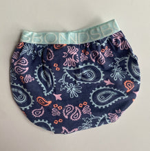 Load image into Gallery viewer, Bonds baby girl size 0-3 months blue nappy cover bloomers paisley print, VGUC
